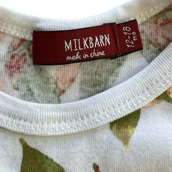 Milkbarn Peach Fruit Short Sleeve Bodysuit Size 12-18M - Picture 2 of 4